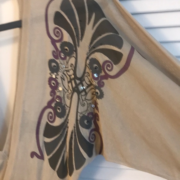 Arden B Tan Sweater with Printed Detail - Picture 2 of 3